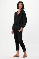 Regello Sheer Cotton Blouse With Front Frill - Suzy D London