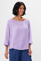 Sonny Linen Batwing Top With Sheer Sleeves - Suzy D London