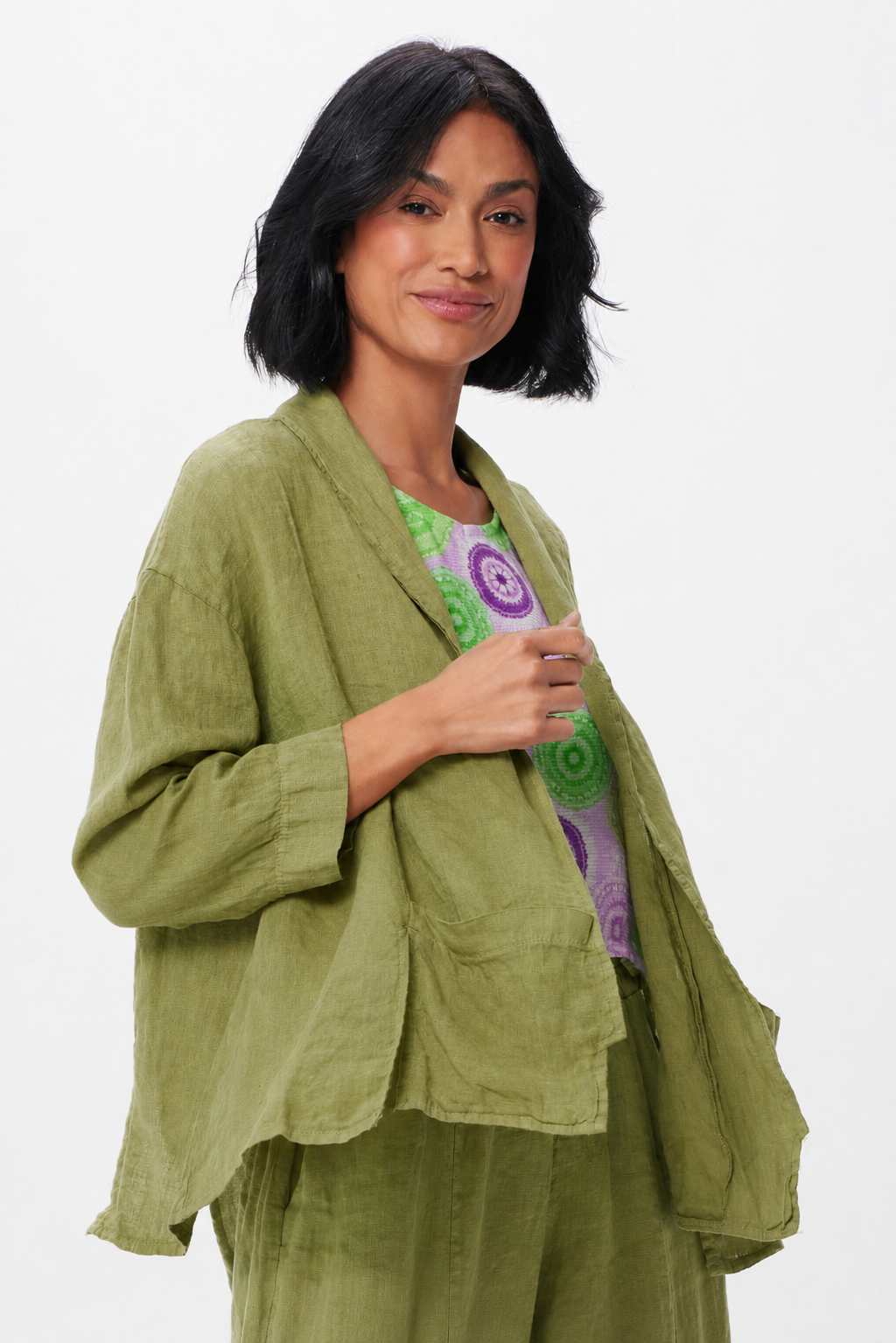 Slater Linen Open Jacket With Front Pockets - Suzy D London