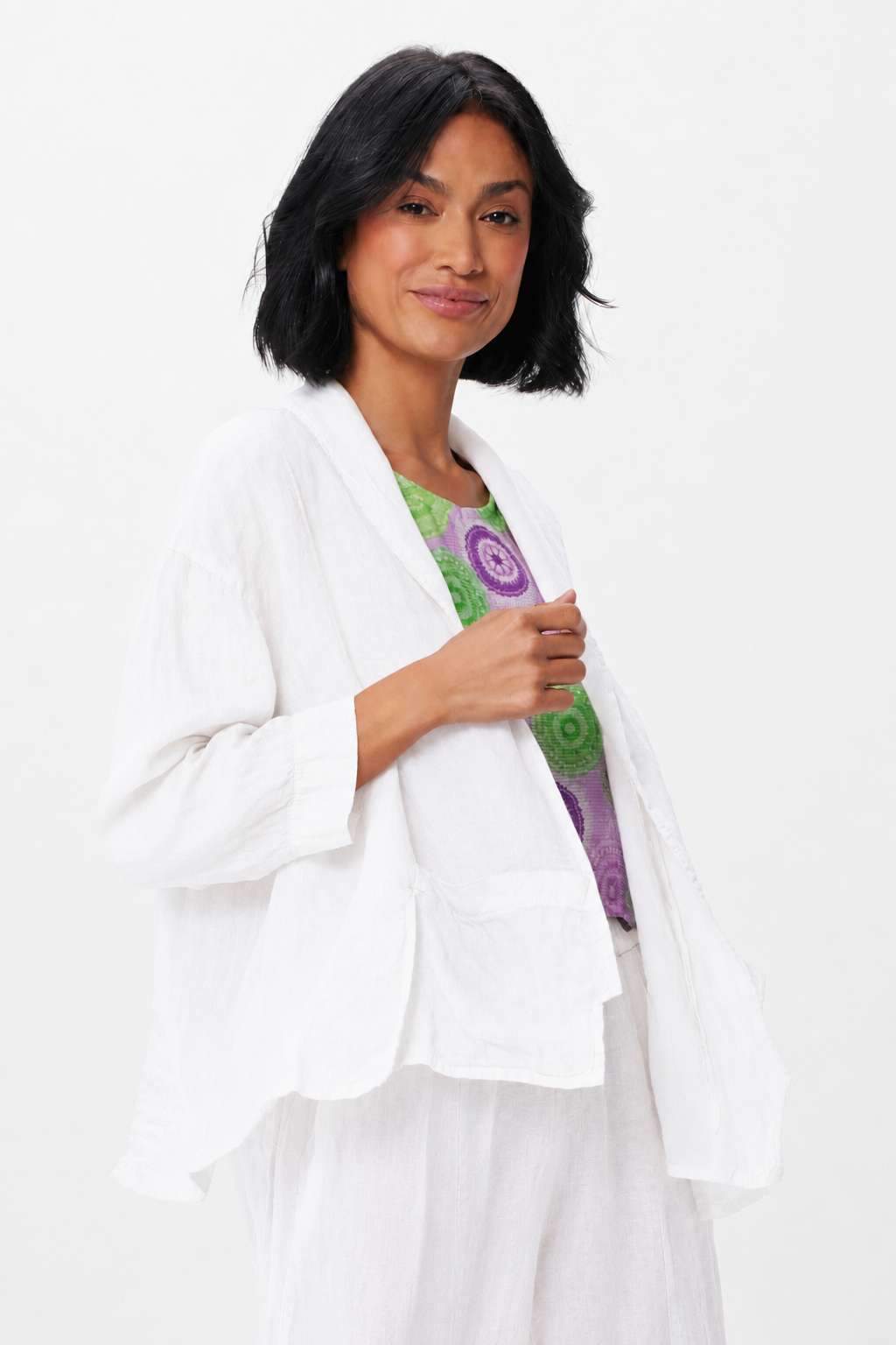 Slater Linen Open Jacket With Front Pockets - Suzy D London