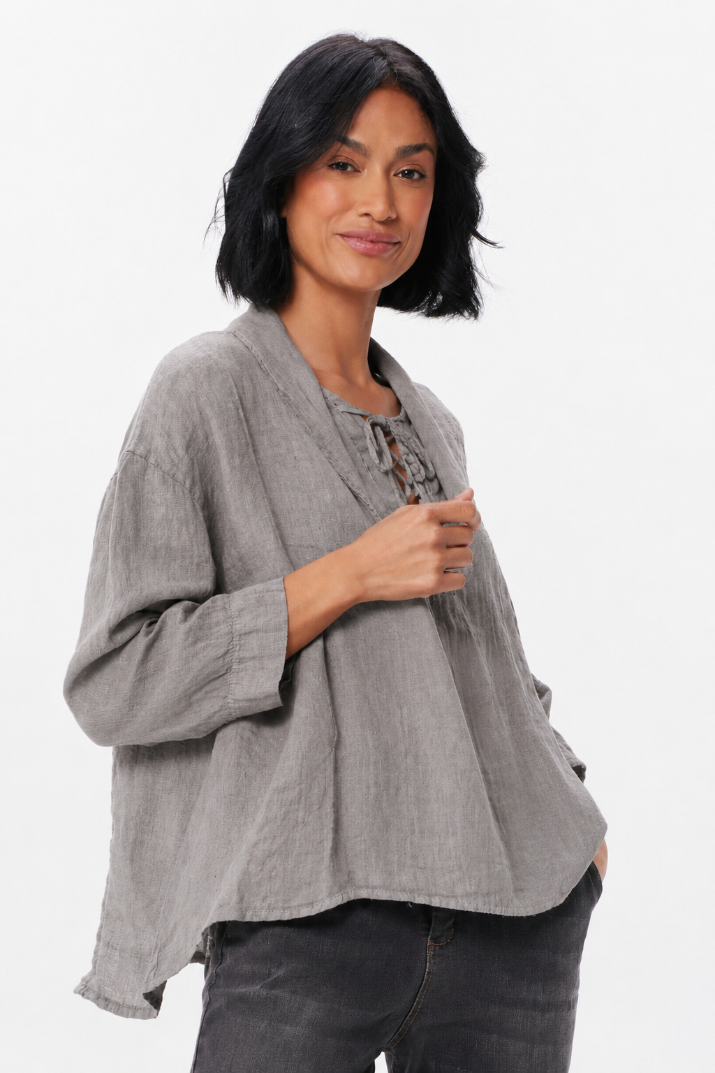 Slater Linen Open Jacket With Front Pockets - Suzy D London