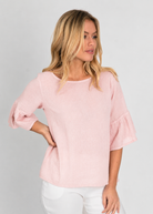 Soft Frill Sleeve Cotton Linen Mix Top - Suzy D London