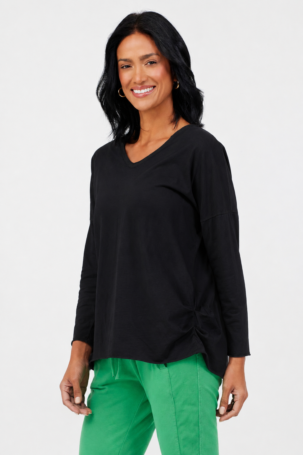 Jaya Ruched Side Cotton Top - Suzy D London