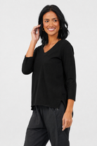 Janey V Neck Raw Edge Cotton Top - Suzy D London