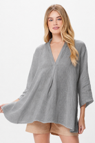 Sandi Linen Kimono Sleeve Swing Top - Suzy D London