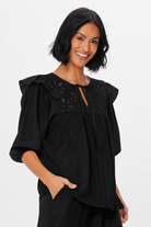 Rimini Sheer Cotton Blouse With Broderie Anglaise - Suzy D London