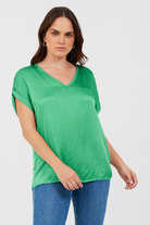 PORTO SATIN V NECK TEE - Suzy D London