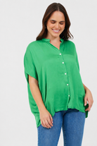 Pandora Satin Button Thru Oversize Blouse - Suzy D London