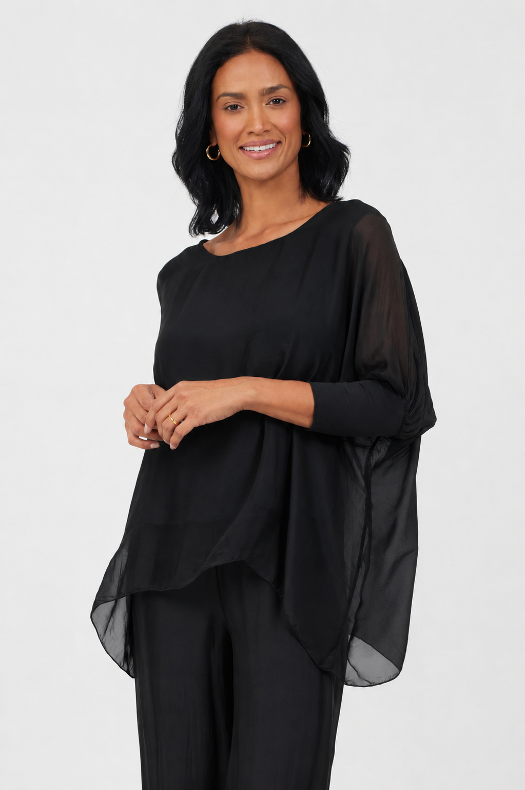 Pablo Silk Double Layer Floaty Top - Suzy D London