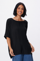 Kylin Crepe Oversize Top With Side Splits - Suzy D London