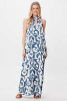 Genever Satin Print Halter Neck Maxi Dress - Suzy D London