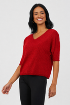 Florentine V Neck Sparkle Batwing Knit - Suzy D London