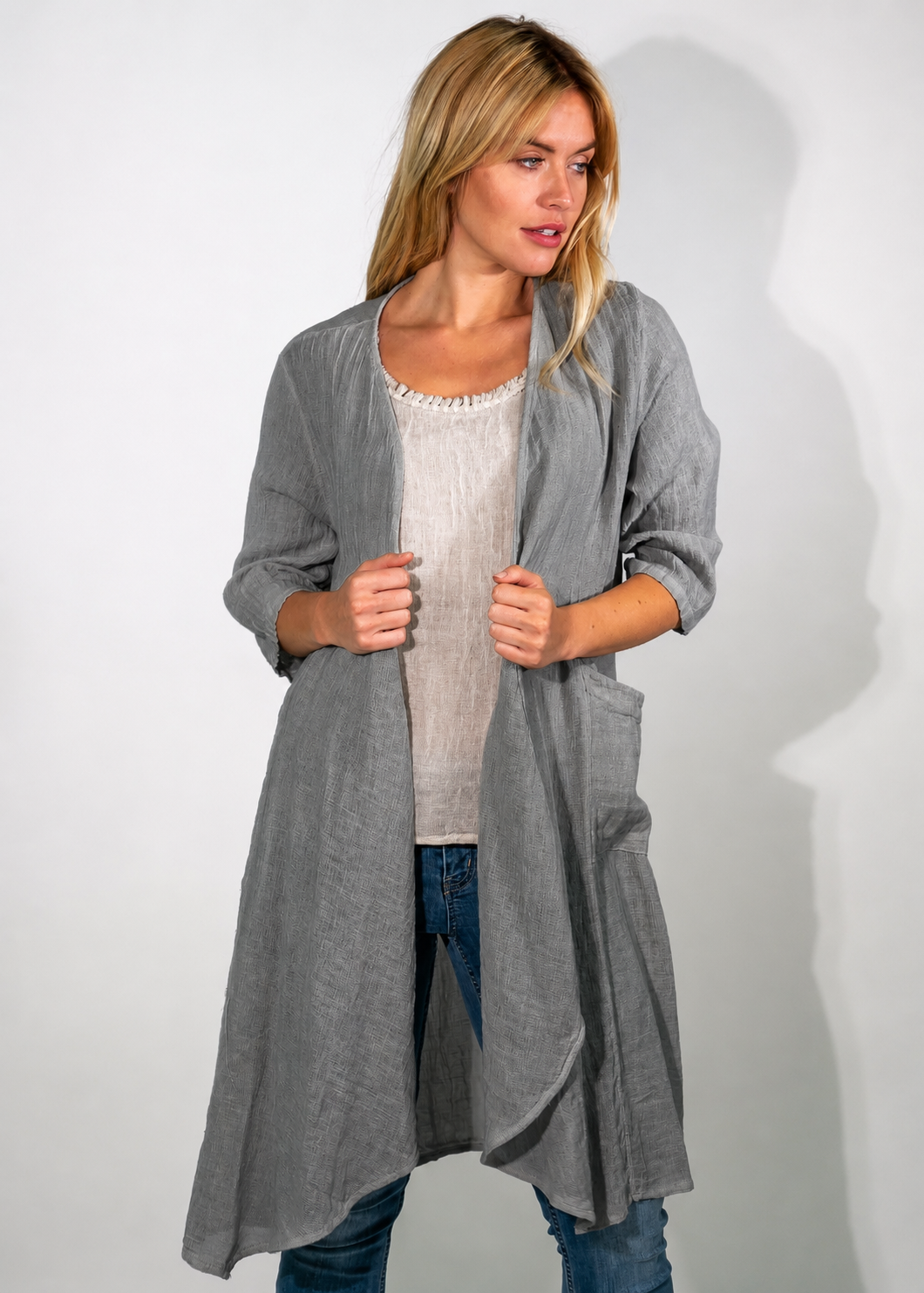 Valor Gauze Linen Long Jacket - Suzy D London