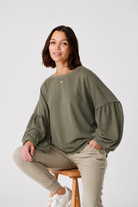 Bea Stonewash Sweatshirt With Balloon Sleeve - Suzy D London