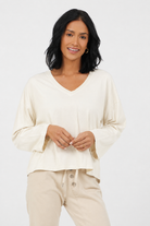 Beatrix Cotton V Neck Wide Sleeve Top - Suzy D London
