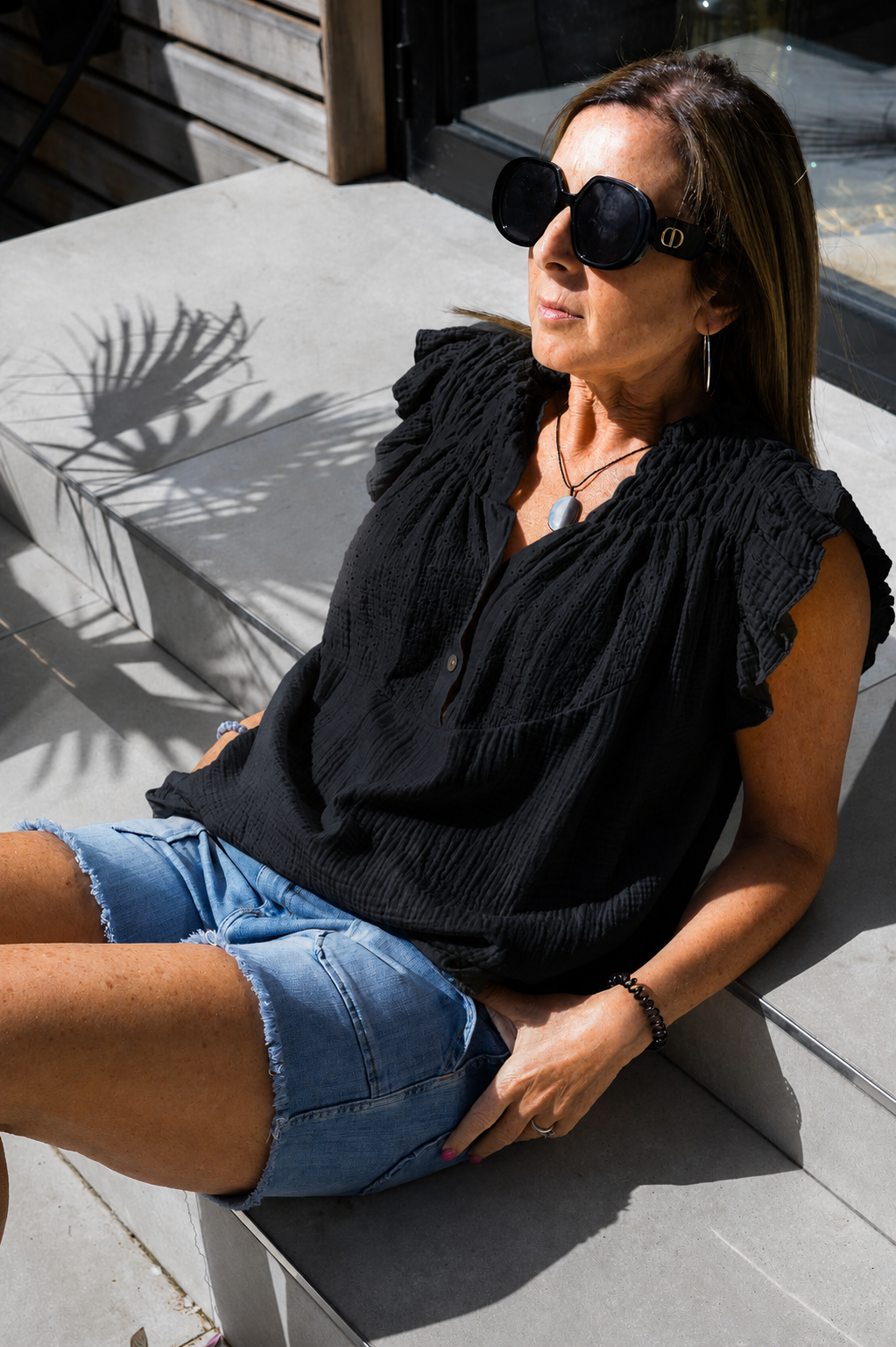 Cole Ruffle Detail Short Sleeve Blouse - Suzy D London