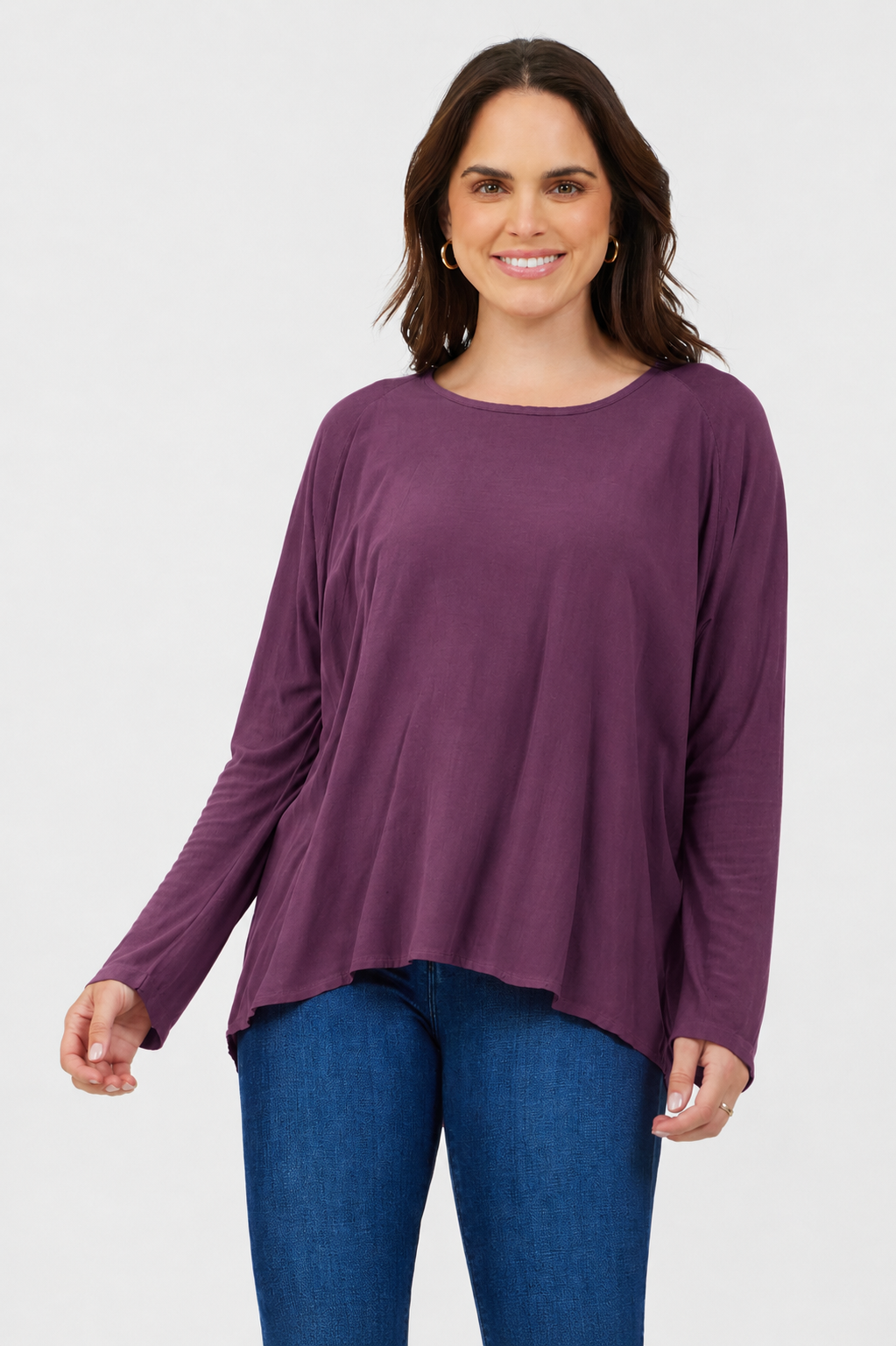 Kenza Jersey Sleeve Hi Lo Top - Suzy D London