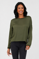 Regina Satin Top With Frayed Edge - Suzy D London