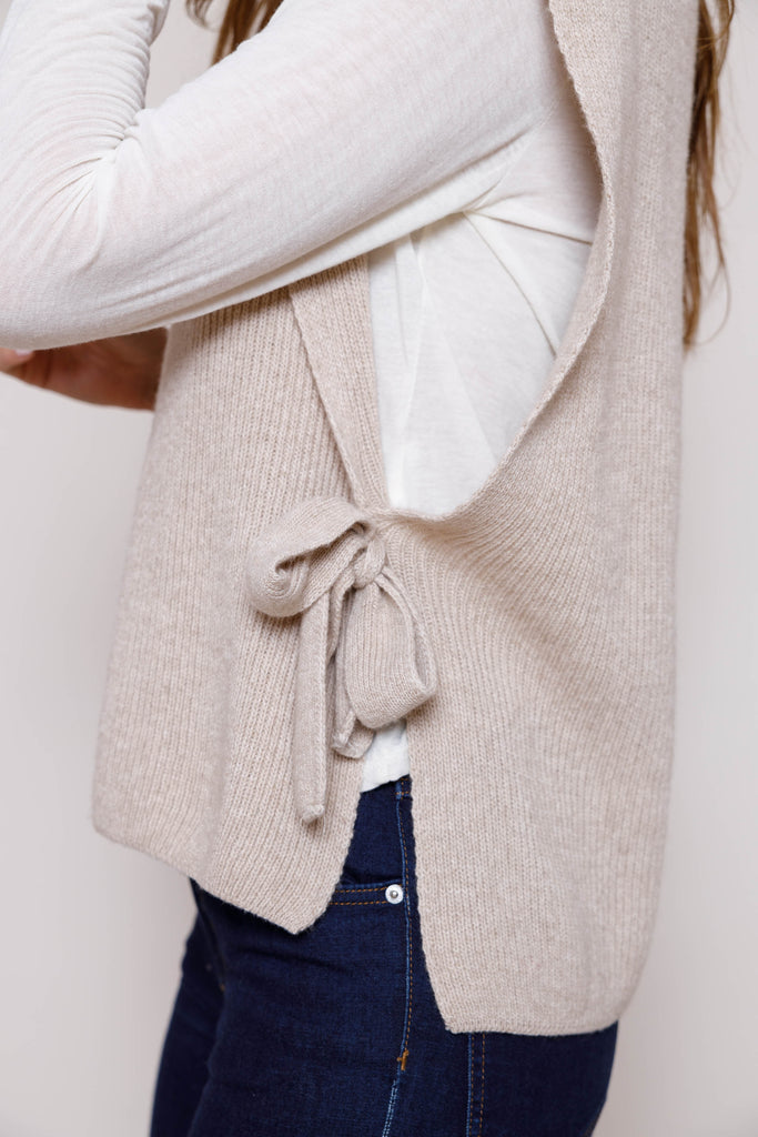 side tie ribbed sweater vest