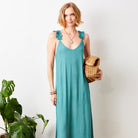 Geranium Crepe Maxi Dress With Frill Straps - Suzy D London