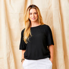 Greta Crepe Flared Short Sleeve Top - Suzy D London