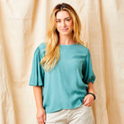 Greta Crepe Flared Short Sleeve Top - Suzy D London