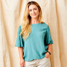 Greta Crepe Flared Short Sleeve Top - Suzy D London