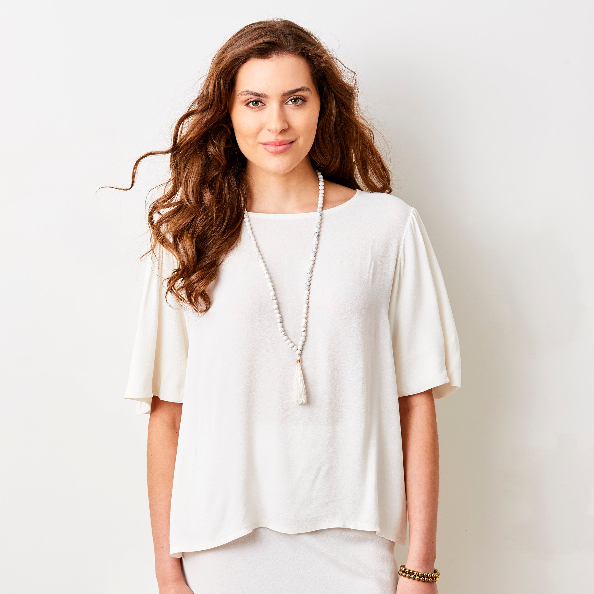 Greta Crepe Flared Short Sleeve Top - Suzy D London