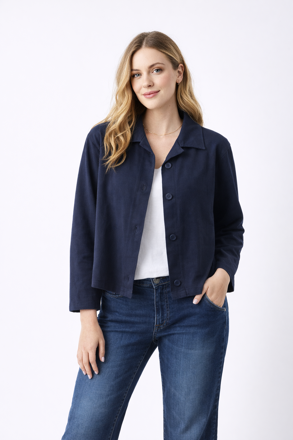 Justine French Terry Button Detail Shirt - Suzy D London