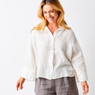 Lago Hi Lo Linen Shirt With Wide Sleeves - Suzy D London