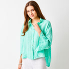 Lago Hi Lo Linen Shirt With Wide Sleeves - Suzy D London