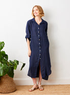 Larino Linen Long Button Thru Dress - Suzy D London