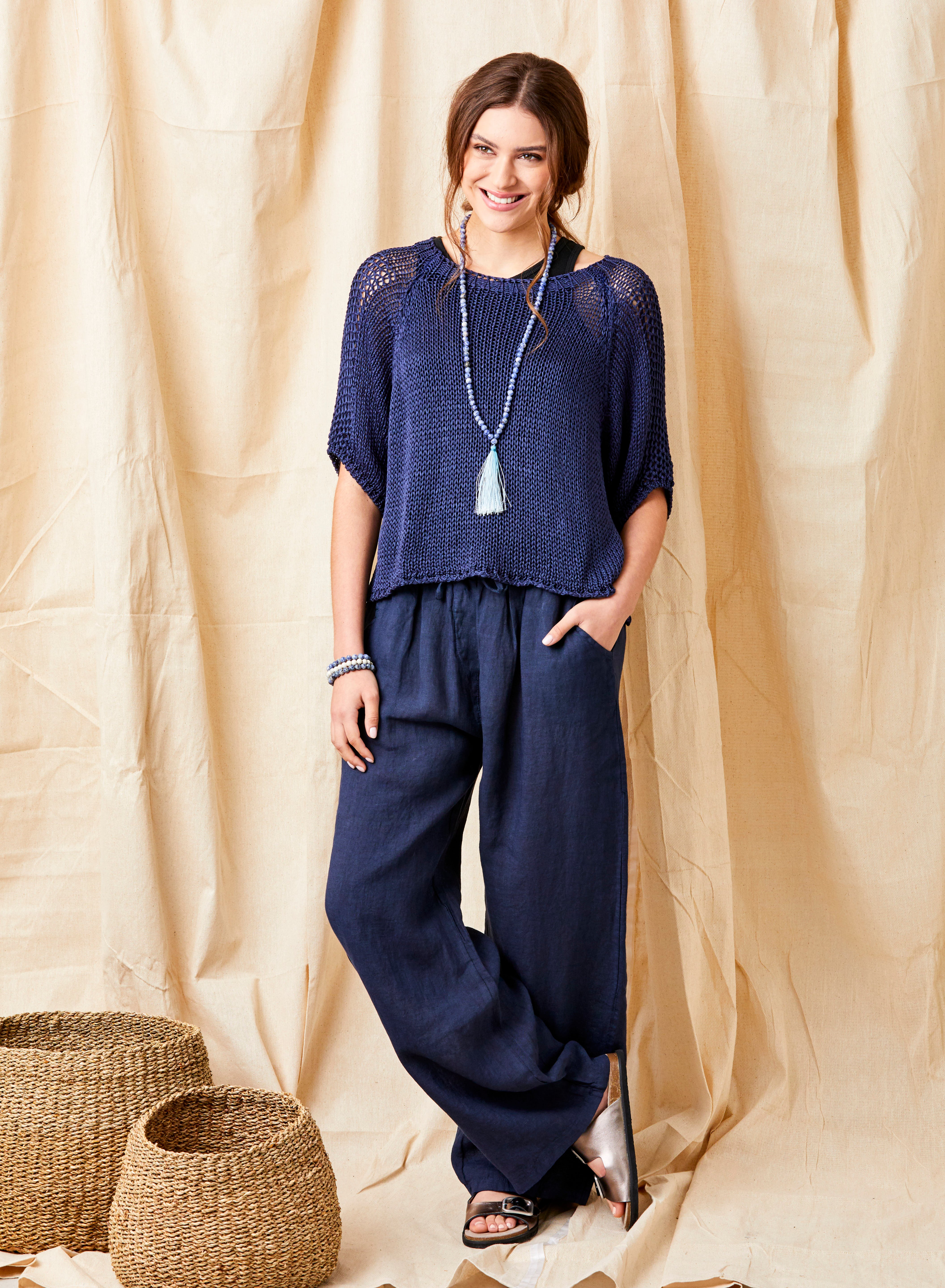 Lauren Linen Drawstring Palazzo Pants - Suzy D London