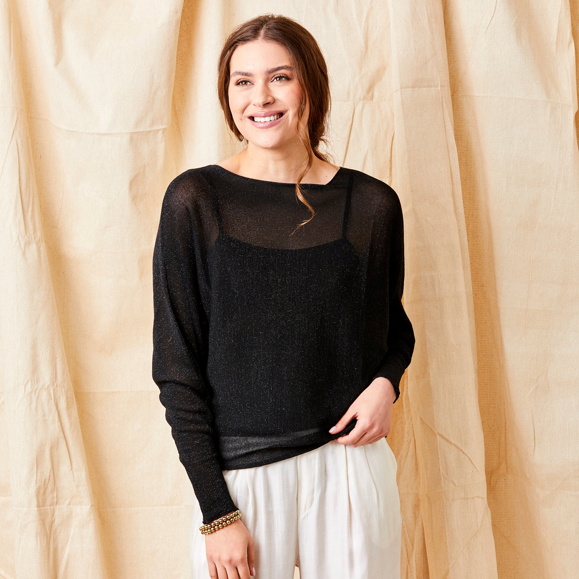 Lazaria Slash Neck Batwing Sparkle Knit - Suzy D London