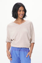 Lenny Double V Neck Batwing Knit Sweater - Suzy D London