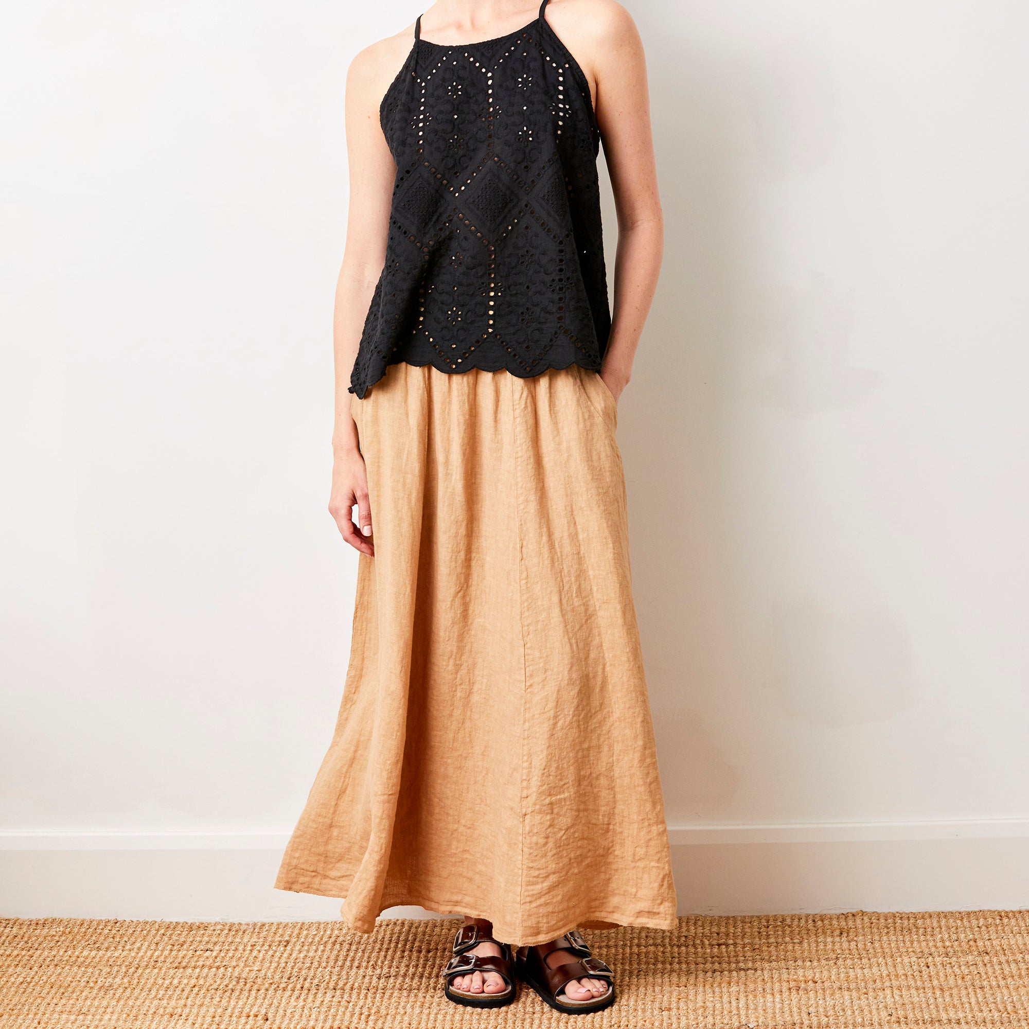 Lili Linen Skirt With Side Pockets - Suzy D London
