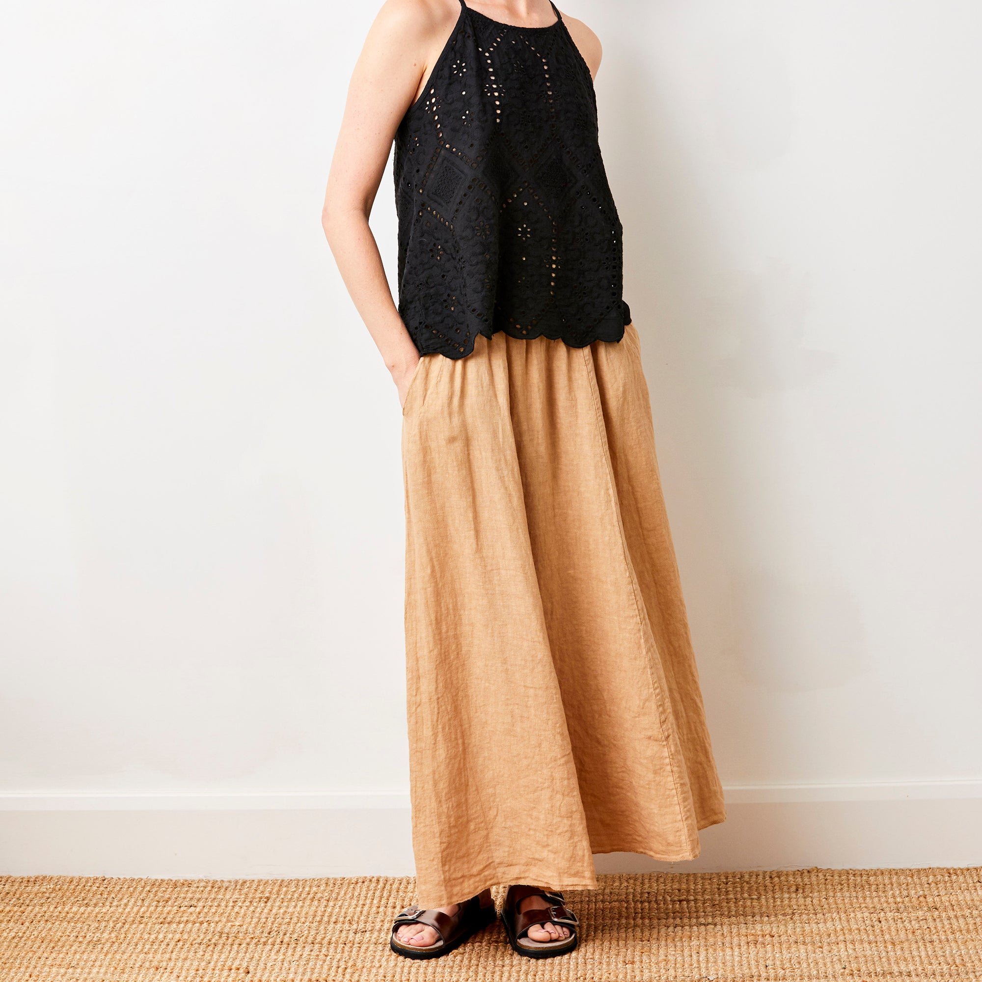 Lili Linen Skirt With Side Pockets - Suzy D London