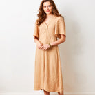 Liora Linen V-Neck Wide Sleeve Dress - Suzy D London