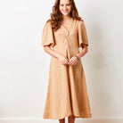 Liora Linen V-Neck Wide Sleeve Dress - Suzy D London