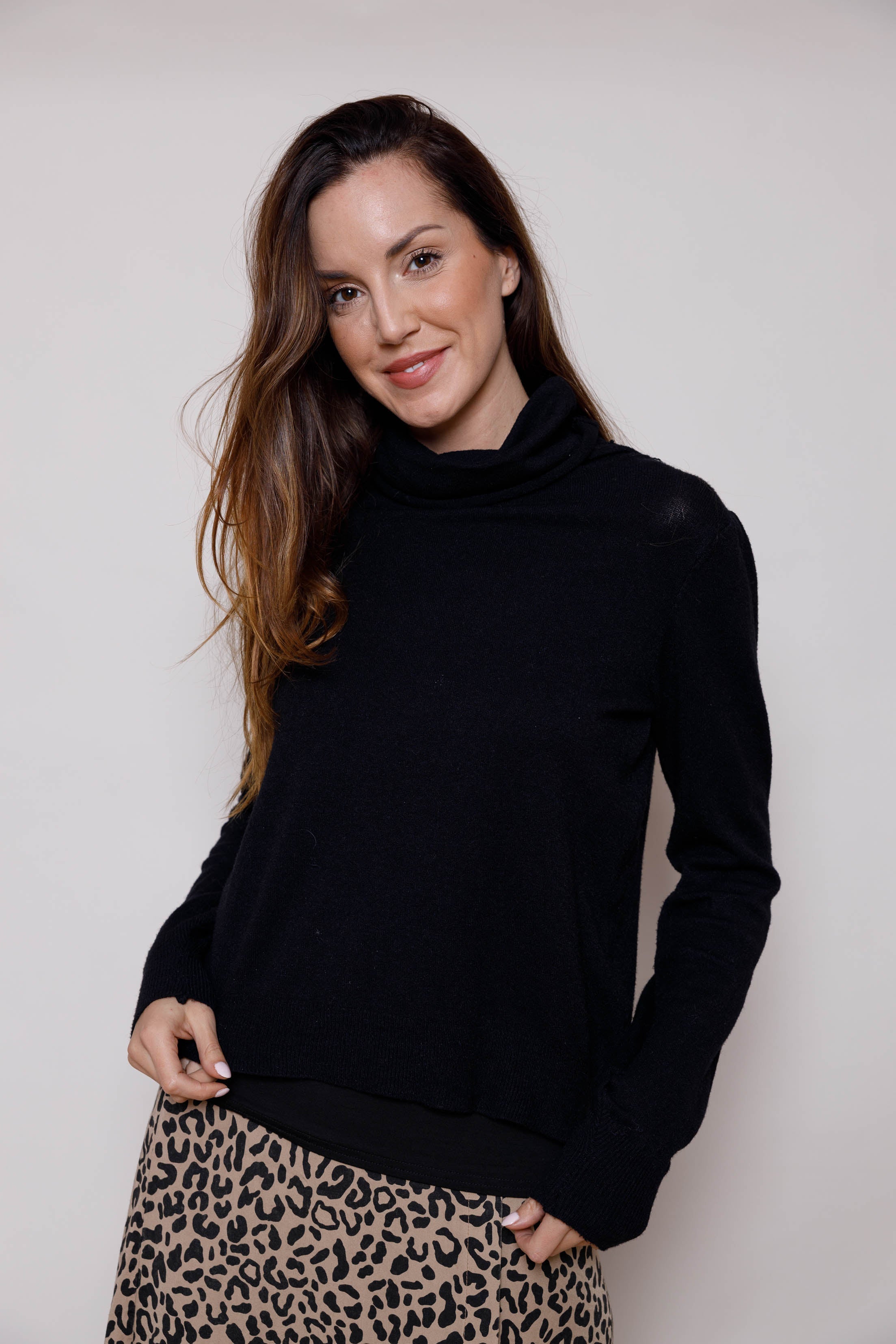 Lesley soft knit sweater polo neck suzy D