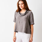 Salamanca Cowl Neck HI Lo Linen Tee - Suzy D London