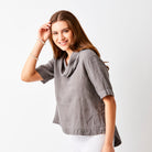Salamanca Cowl Neck HI Lo Linen Tee - Suzy D London