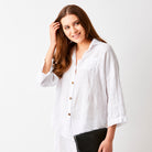 Sapphira Linen Shirt With Side Splits and Pocket - Suzy D London