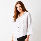 Sapphira Linen Shirt With Side Splits and Pocket - Suzy D London
