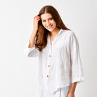 Sapphira Linen Shirt With Side Splits and Pocket - Suzy D London