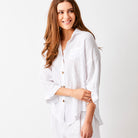 Sapphira Linen Shirt With Side Splits and Pocket - Suzy D London