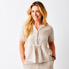 Scarletta Linen Smocked Short Sleeve Top - Suzy D London