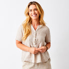 Scarletta Linen Smocked Short Sleeve Top - Suzy D London