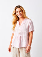 Scarletta Linen Smocked Short Sleeve Top - Suzy D London