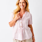 Scarletta Linen Smocked Short Sleeve Top - Suzy D London